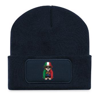 Italien Cartoon Hund Bulldogge Cool & Stylisch - Recycelte Patch Beanie - French Navy - Vorne