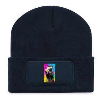 loutre - Beanie recyclé à patch - bleu marine - Devant