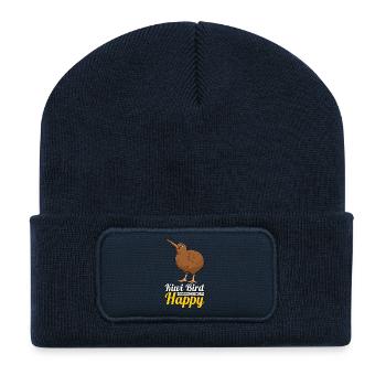 Kiwi-Vogel macht mich glücklich Neuseeland - Recycelte Patch Beanie - French Navy - Vorne