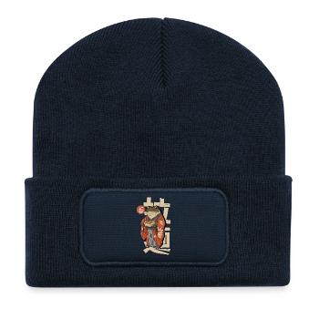 Des grenouilles mangeant des ramen - Beanie recyclé à patch - bleu marine - Devant