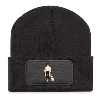 Cat style in trench coat - Recycled Patch Beanie - dark grey - Front