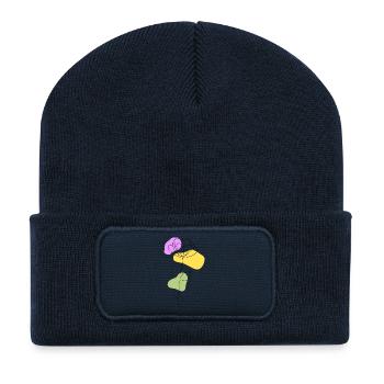 Lineart flower with pastel shapes - Recycled Patch Beanie - french navy - Front