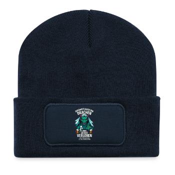 JGA Drachenkampf – Junggesellenabschied Männer - Recycelte Patch Beanie - French Navy - Vorne