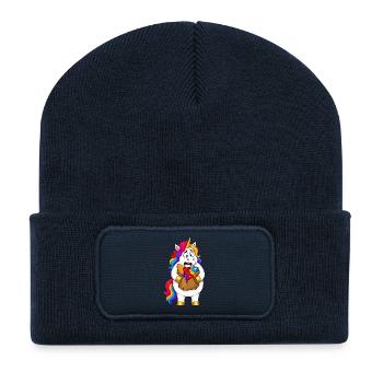 Clumsy Unicorn Grocery Bag Disaster - Recycled Patch Beanie - french navy - Front