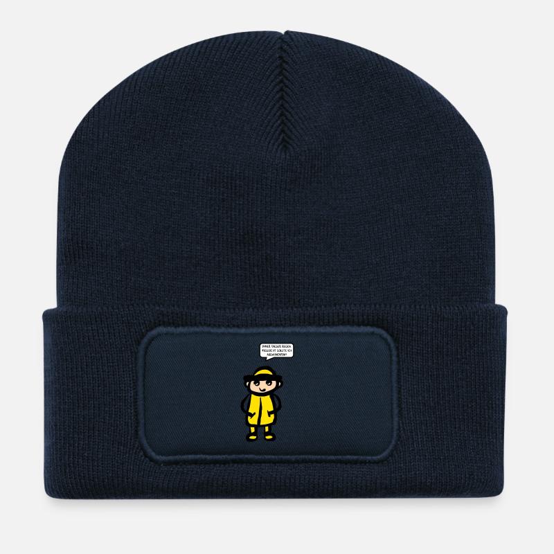 Strichmännchen Wetter Regen Auswandern - Recycelte Patch Beanie - French Navy