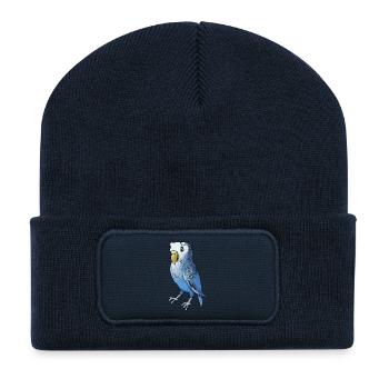 wellensittich budgie budgerigar birds voegel - Recycelte Patch Beanie - French Navy - Vorne
