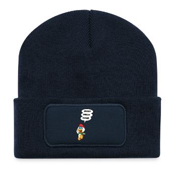Canard de dessin animé enfin scolaires, maternelle - Beanie recyclé à patch - bleu marine - Devant