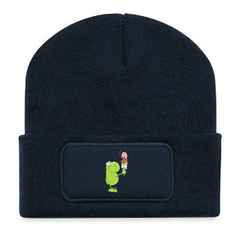 Frosch mit Eis - Recycelte Patch Beanie - French Navy - Vorne