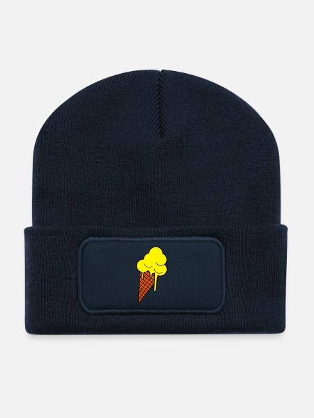 Art glacé fondant - Beanie recyclé à patch - bleu marine