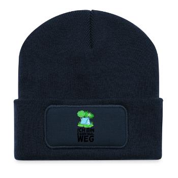 Urlaub Zelt Zelten - Recycelte Patch Beanie - French Navy - Vorne