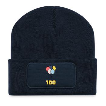 100. 100 JAHRE. 100-jähriges JUBILÄUM. GEBURTSTAG 100 - Recycelte Patch Beanie - French Navy - Vorne