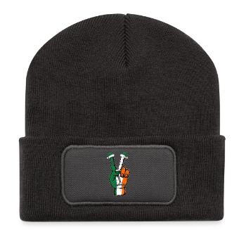 Drapeau de l’Irlande Noël Symbole de paix utilisé - Beanie recyclé à patch - charbon - Devant