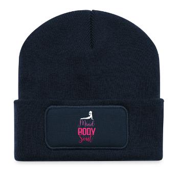 Yoga – Geist, Körper, Seele - Recycelte Patch Beanie - French Navy - Vorne