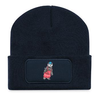 Dachs Automechaniker Kreuzschlüssel Autowerkstatt - Recycelte Patch Beanie - French Navy - Vorne
