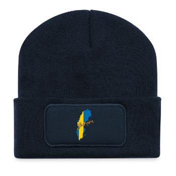 Flagge von Schweden, schwedischer Stolz - Recycelte Patch Beanie - French Navy - Vorne
