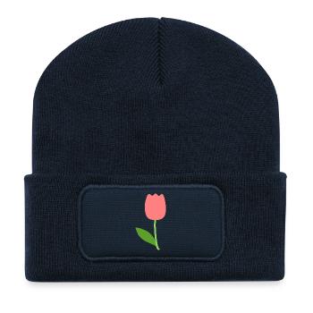 Tulpenblüte - Recycelte Patch Beanie - French Navy - Vorne