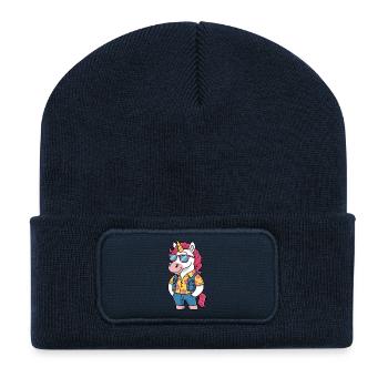 Funny Summer Unicorn - Recycled Patch Beanie - french navy - Front