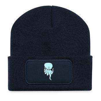 Poulpe trou tentacule ennuyé montrer mauvais œil - Beanie recyclé à patch - bleu marine - Devant