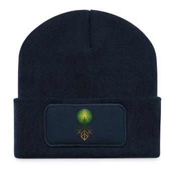 Abstrakter Baum mit geometrischen Wurzeln – Symmet - Recycelte Patch Beanie - French Navy - Vorne