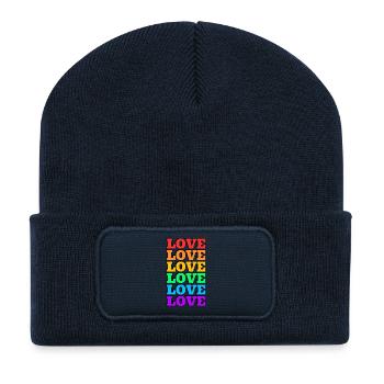 Liebe 6 Regenbogenfarben Gay Pride - Recycelte Patch Beanie - French Navy - Vorne