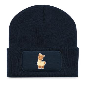Llama Alpaca Llama Animal Gift - Recycled Patch Beanie - french navy - Front