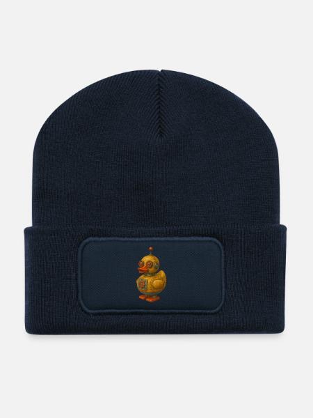 Retro Blech Roboter Ente - Recycelte Patch Beanie - French Navy