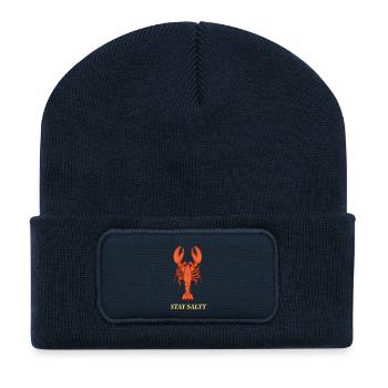 Stay Salty Lobster – Fun Nautical Ocean Design - Recycelte Patch Beanie - French Navy - Vorne
