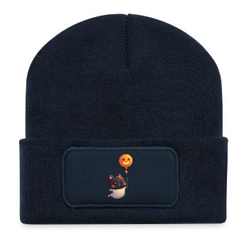Halloween Cat with Halloween Pumpkin - Recycled Patch Beanie - french navy - Front