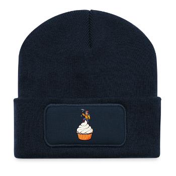 Mountaineer on Cupcake – Funny Cartoon Motif - Recycled Patch Beanie - french navy - Front