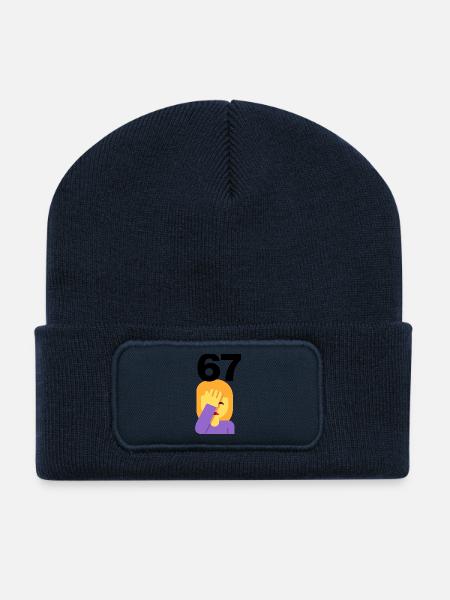 67? FACEPALM, SIX SEVEN TREND. WAS SOLL DAS? 🤔 - Recycelte Patch Beanie - French Navy