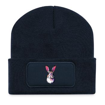 Colorful Rabbit Head Bunny Portrait Pop Art Art - Recycled Patch Beanie - french navy - Front