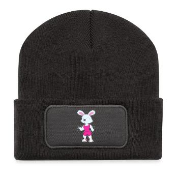 Hase Bodybuilder Hanteln Bodybuilding - Recycelte Patch Beanie - Dunkelgrau - Vorne