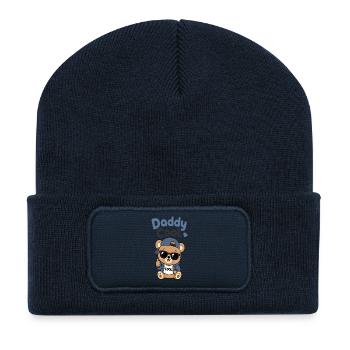 Daddy Cool Bear in Hoodie - Recycled Patch Beanie - french navy - Front
