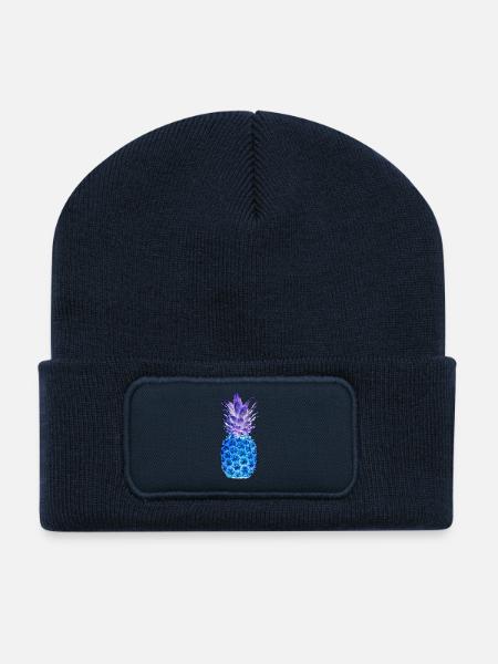 ANANAS MOSAIK night - Recycelte Patch Beanie - French Navy