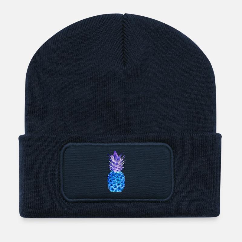 ANANAS MOSAIK night - Recycelte Patch Beanie - French Navy