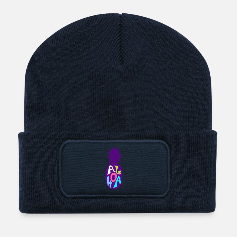 Aloha Ananas für den Urlaub - Recycelte Patch Beanie - French Navy