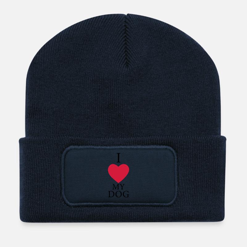 I love my dog - Recycled Patch Beanie - french navy