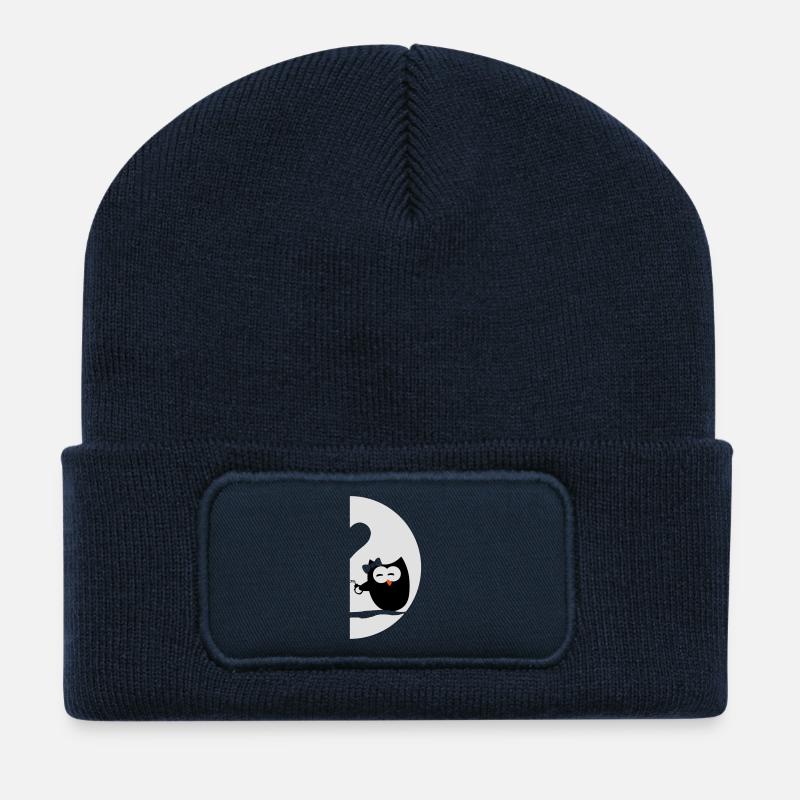 eulen paar links valentinstag - Recycelte Patch Beanie - French Navy