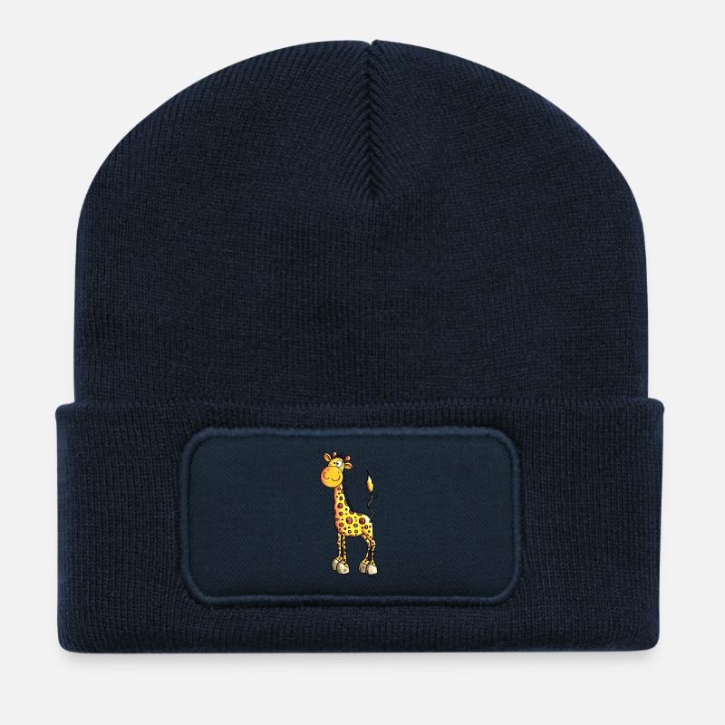 Mignon Girafe - Beanie recyclé à patch - bleu marine