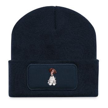 Lustiger Deutsch Kurzhaar - Recycelte Patch Beanie - French Navy - Vorne