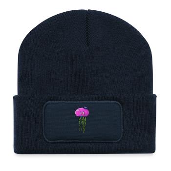Méduse fantaisie - Beanie recyclé à patch - bleu marine - Devant