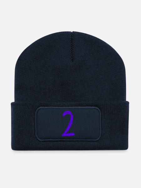 2 ANS. 2e ANNIVERSAIRE. ANNIVERSAIRE 2 ANS. 2 - Beanie recyclé à patch - bleu marine