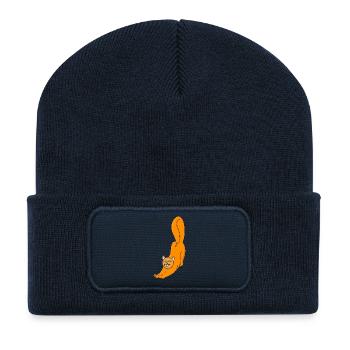 Stretching Orange Cat - Recycled Patch Beanie - french navy - Front