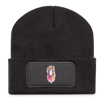 Pferd mit Blumen - Recycelte Patch Beanie - Dunkelgrau - Vorne