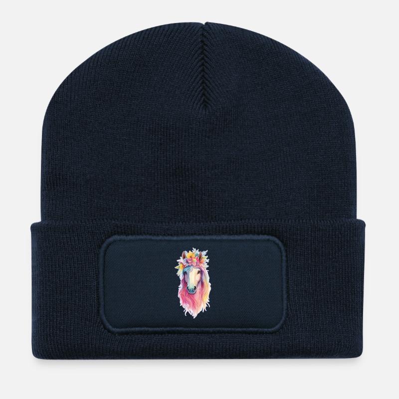 cheval coloré - Beanie recyclé à patch - bleu marine