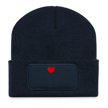 Valentinstag Rotes Herz, Valentinstag - Recycelte Patch Beanie - French Navy - Vorne