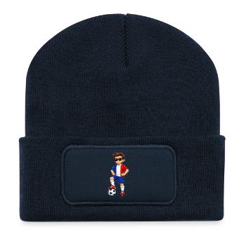 Fußball Junge Frankreich Fan Französische Flagge - Recycelte Patch Beanie - French Navy - Vorne