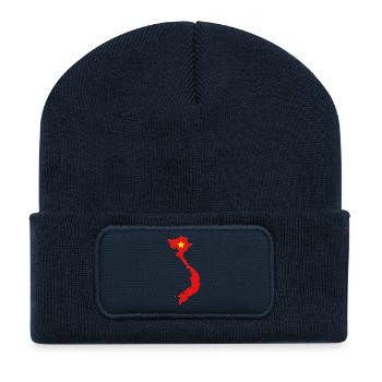 Carte du Vietnam avec drapeau - Beanie recyclé à patch - bleu marine - Devant