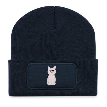 Pink Kitten Kawaii - Recycled Patch Beanie - french navy - Front