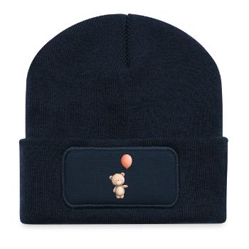 ours en peluche, nounours  - Beanie recyclé à patch - bleu marine - Devant